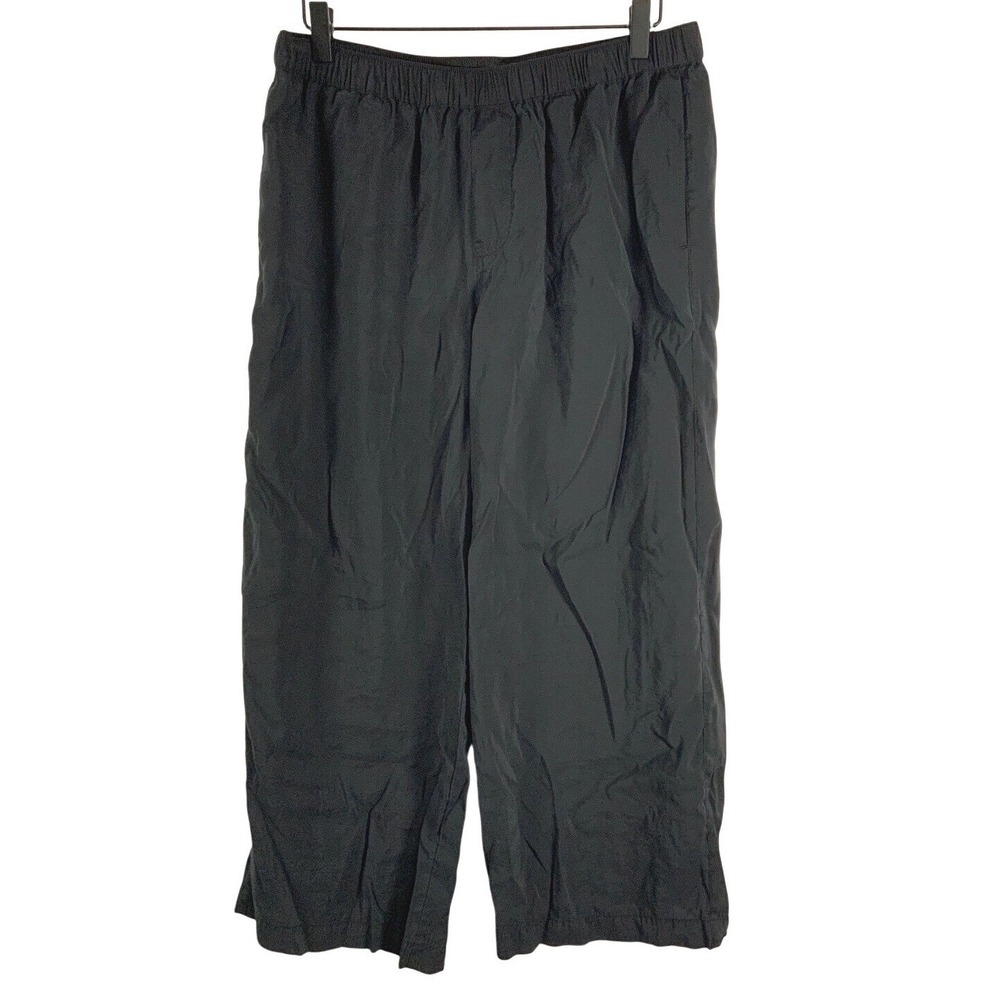 Madewell Womens Wide Leg Pants sz MP Black Elastic Waist Pull On Comfy